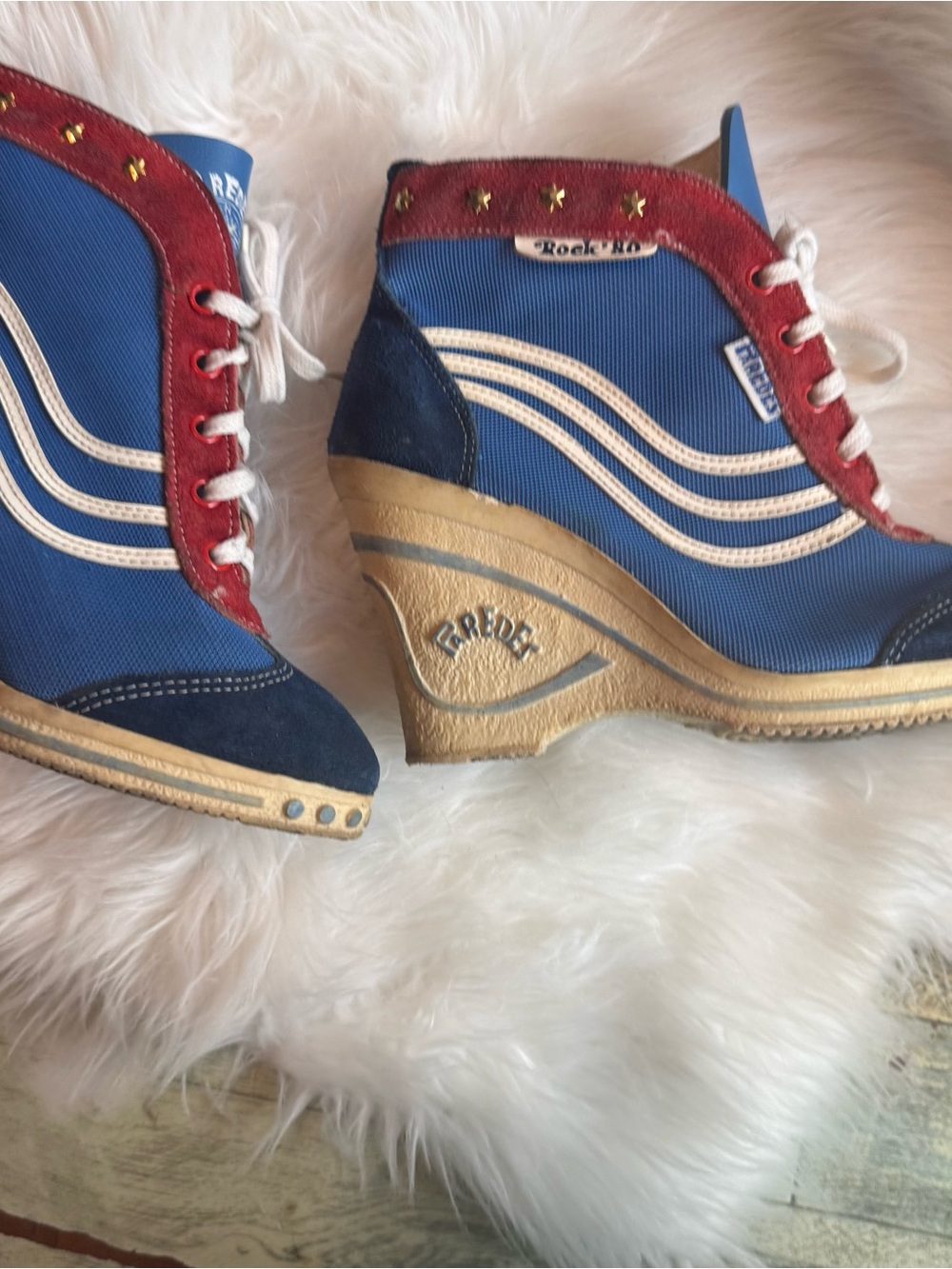 Vintage Paredes Rock 80 Wedge Sneaker 4.5-5 US 80s Glam Rock RollerDerby Rare - Picture 7 of 10